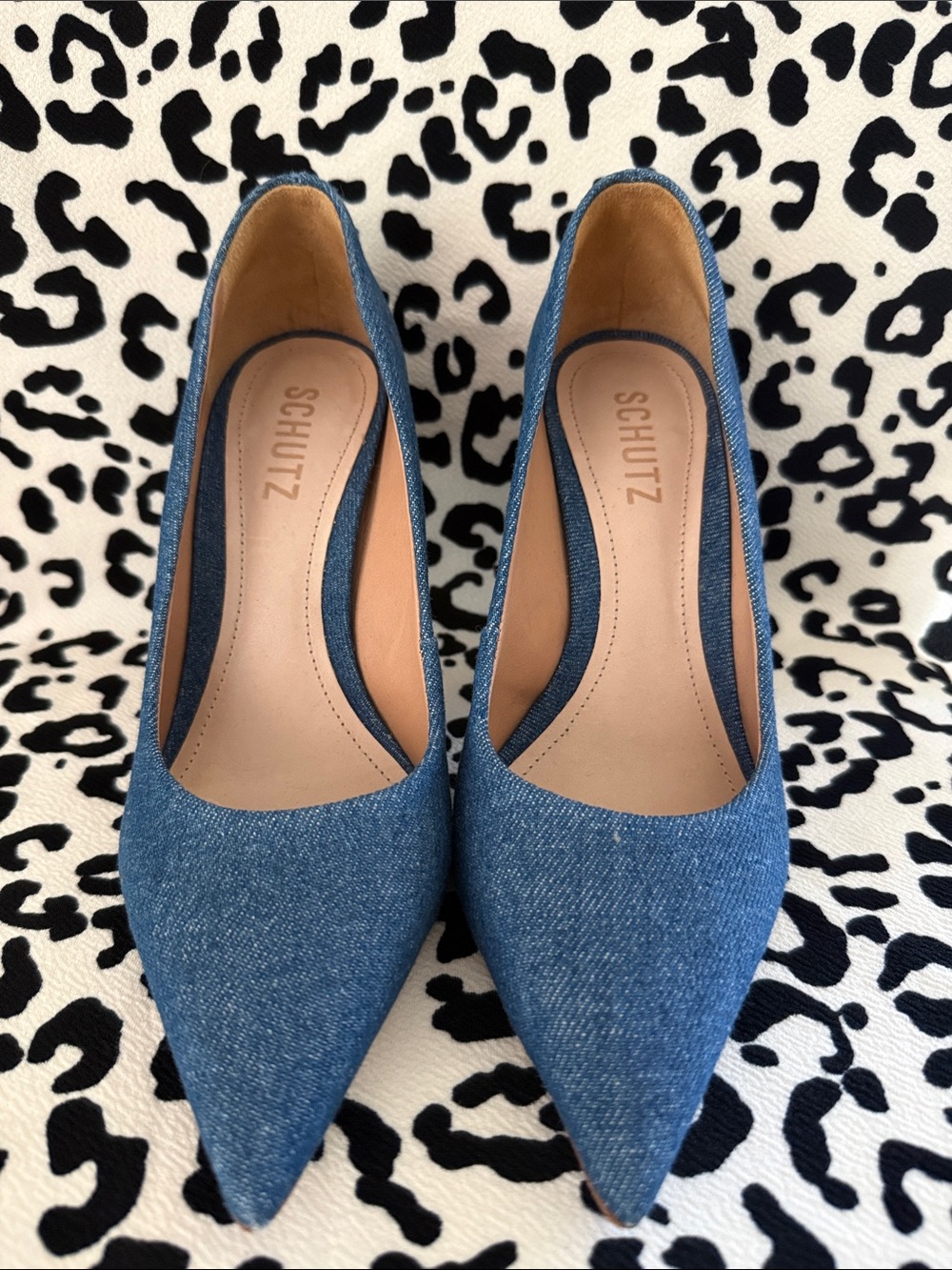 SCHUTZ Denim Blue Pointed-Toe Pumps 🪁
